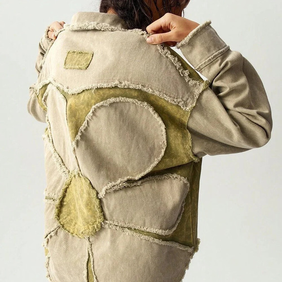 Multicolor Casual Women's Woven Turndown Collar Long Sleeve Loose Washed Jacket - Picture 4 of 8